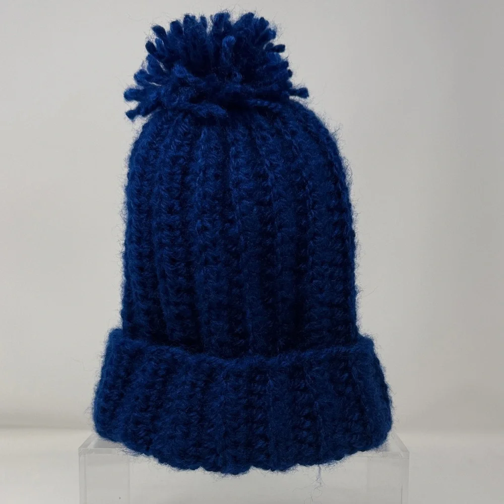 Cozy Blue Kids Pom-Pom Beanie
